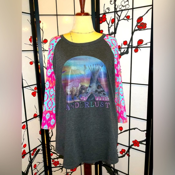 Wanderlust XXL Neon Colors Long Sleeve Blouse - Picture 1 of 7